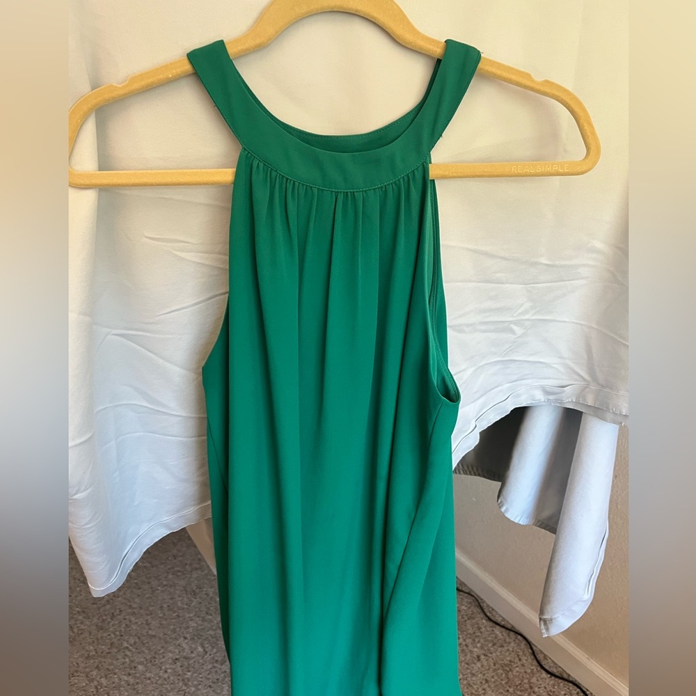 Green silk sleeveless top